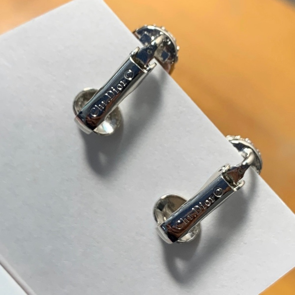 Christian Dior vintage Silver Rare Swarovski Crystal Clip Earrings 70s designer - Picture 3 of 3